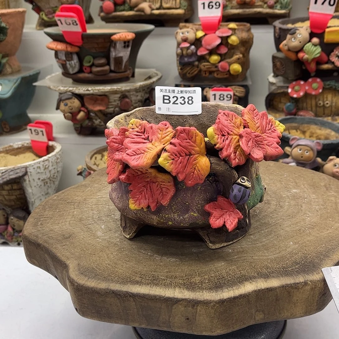 花盆238白狐花盆手捏