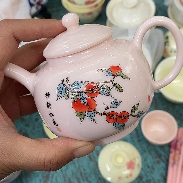 摆件陶红稀土事事如意茶壶