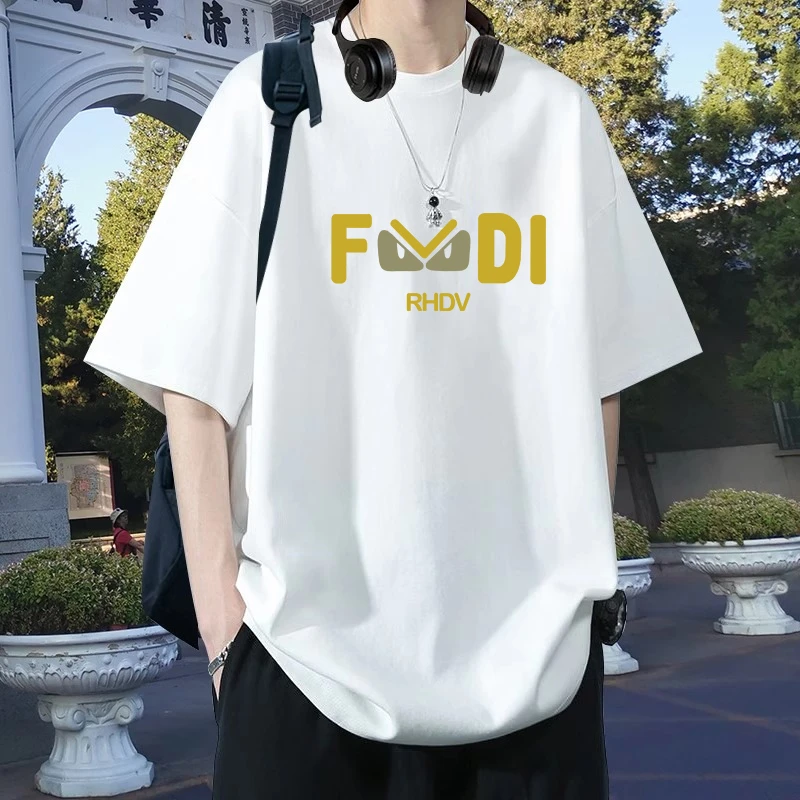 夏季纯棉短袖t恤男生打底衫潮牌宽松青少年学生潮流重磅半袖上衣