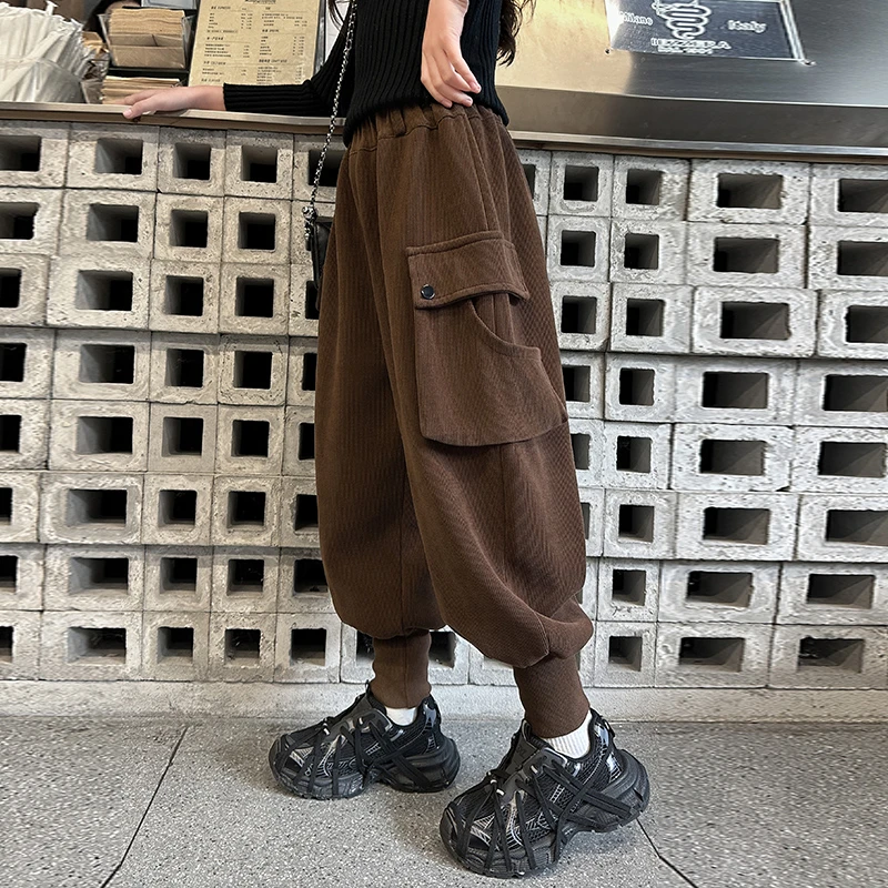 儿童冬装大女童装灯芯绒裤子加绒加厚秋冬款一体绒直筒裤冬季棉裤