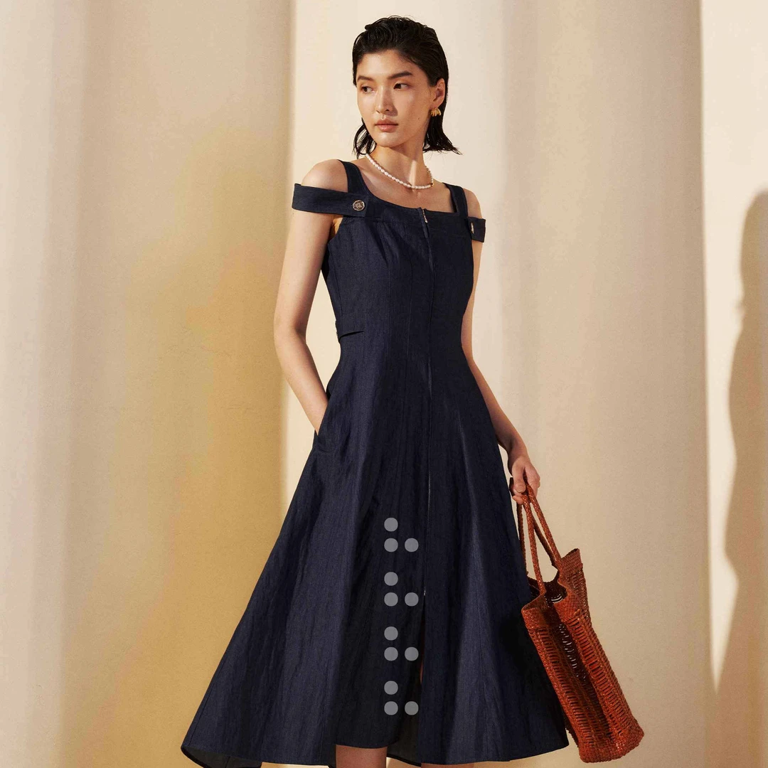 PESARO春季休闲感简约设计感吊带连衣裙4109-2036