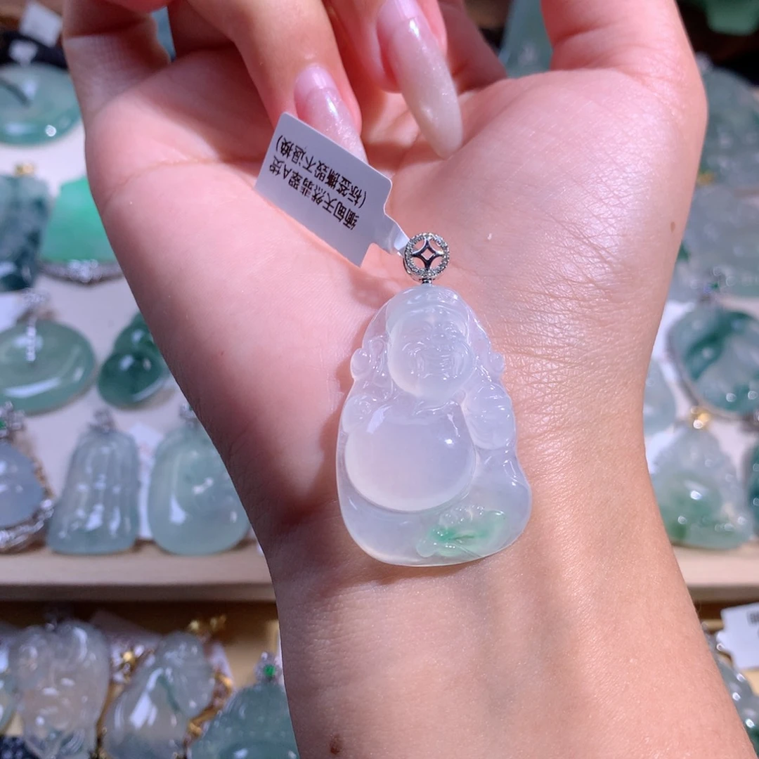 翡翠吊坠(不含链)18K金镶嵌