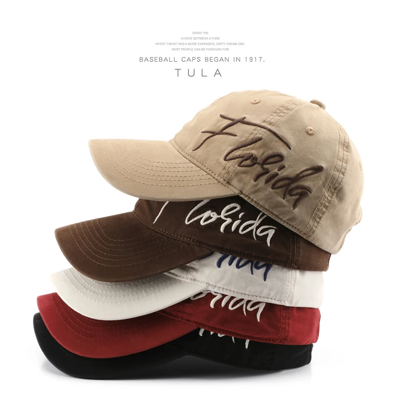 帽子男春秋个性复古字母刺绣弯檐鸭舌帽户外女出行防晒遮阳棒球帽