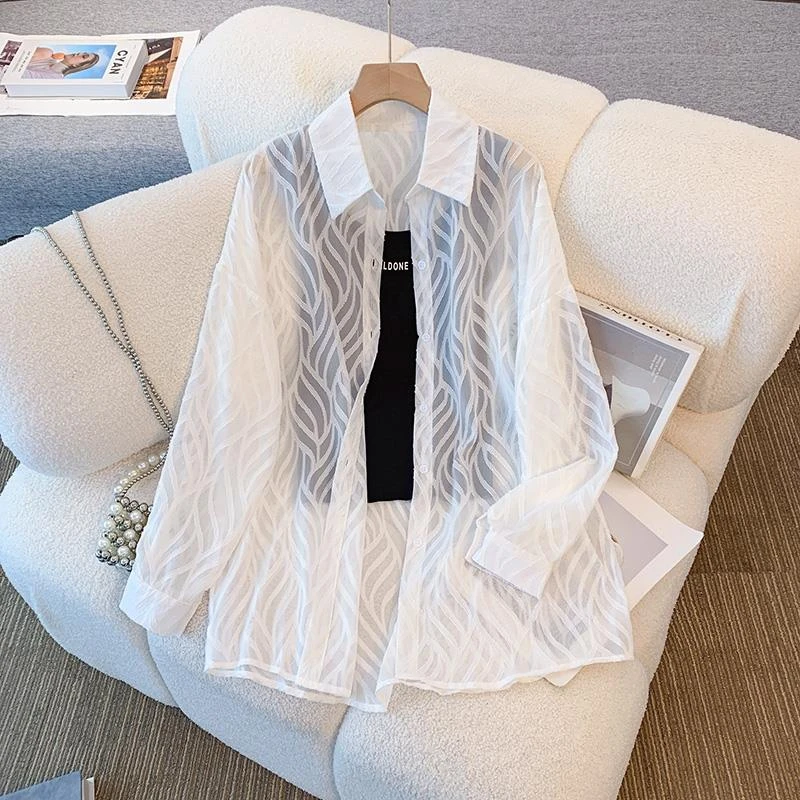 雪纺防晒衬衫女夏季薄款设计感衬衣外套2025新款冰丝透气外搭上衣