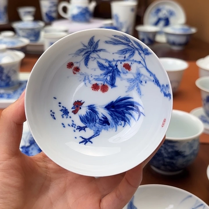 用***1杯子手工手绘公鸡杯子