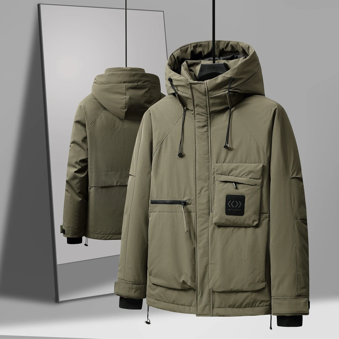 冬季中长款外套多口袋外穿保暖加厚户外羽绒服8605