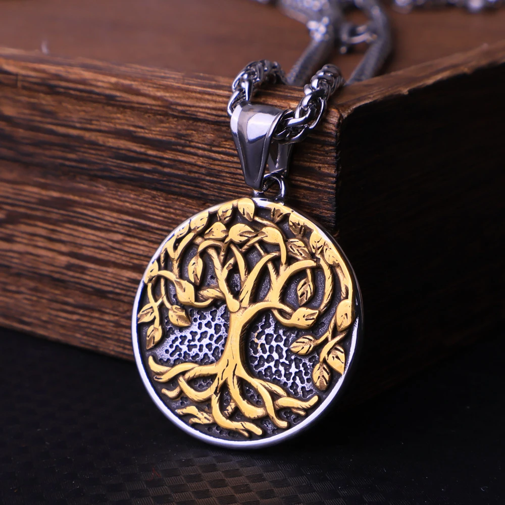 不锈钢项链 维京生命树古法几何手工情侣女士原创设计男项链配饰