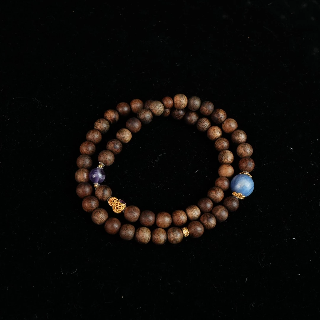 A4587 文莱沉香软丝9分沉Diy念珠 0.68cm  8.18g