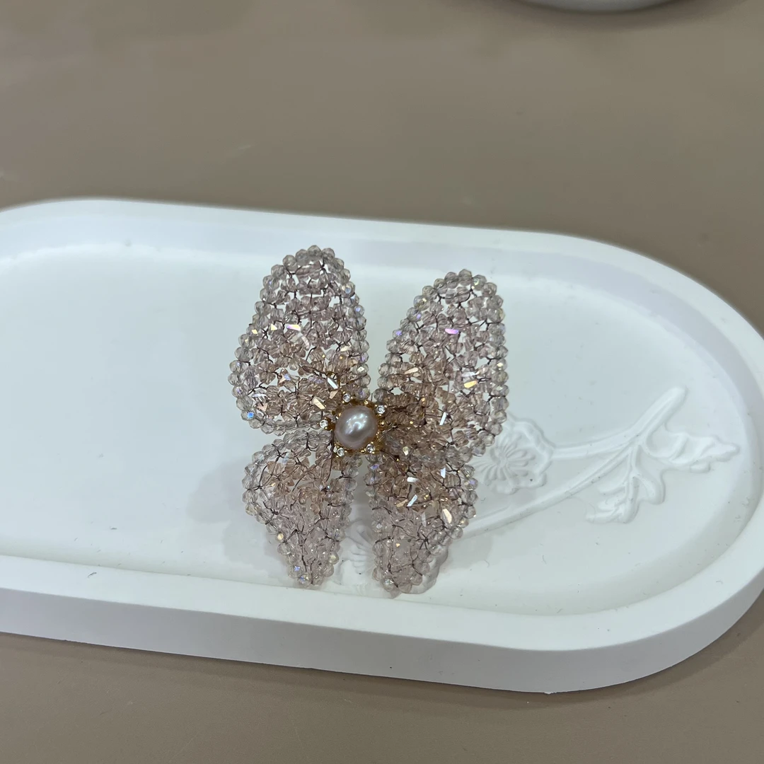 非金属仿水晶戒指 莫奈璀璨蝴蝶戒指系列原创设计款高级感气质