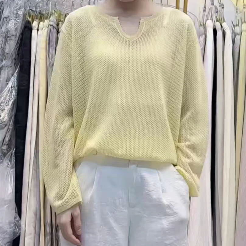 今年流行穿搭2025夏季新款温柔风毛针织衫镂空薄款防晒长袖上衣