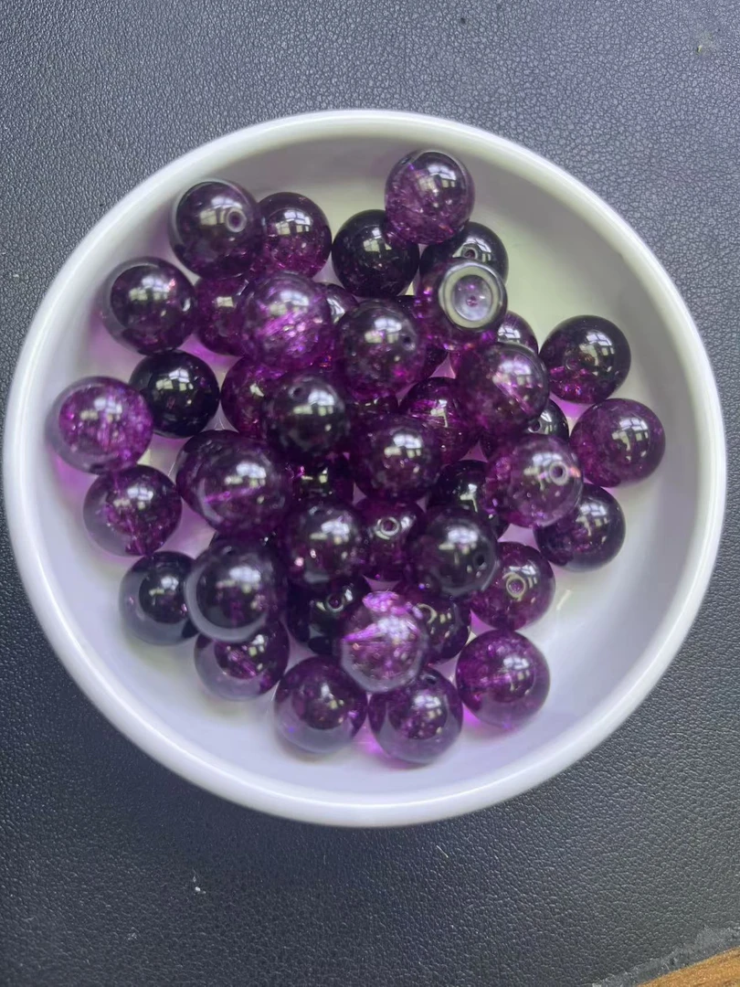 天然水晶散珠  满天星紫幽灵Y2249  12mm  10颗（赠弹力绳）