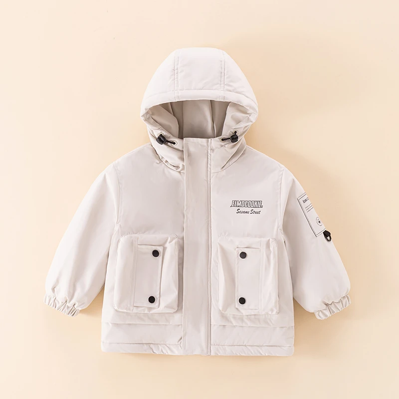 【ZB】芝麻街冬季儿童新款连帽加绒加厚冲锋衣外套ZDAM085