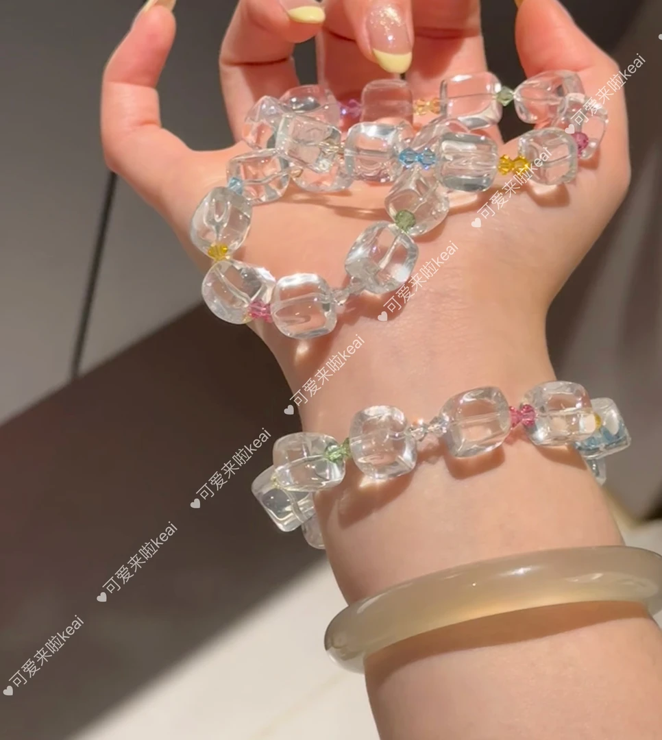 N36《冰淇淋》白水晶方糖随形手串