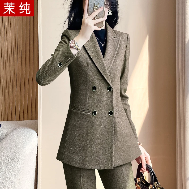 毛呢外套女2026新款咖色加厚保暖西服洋气高级感超好看正装工作服