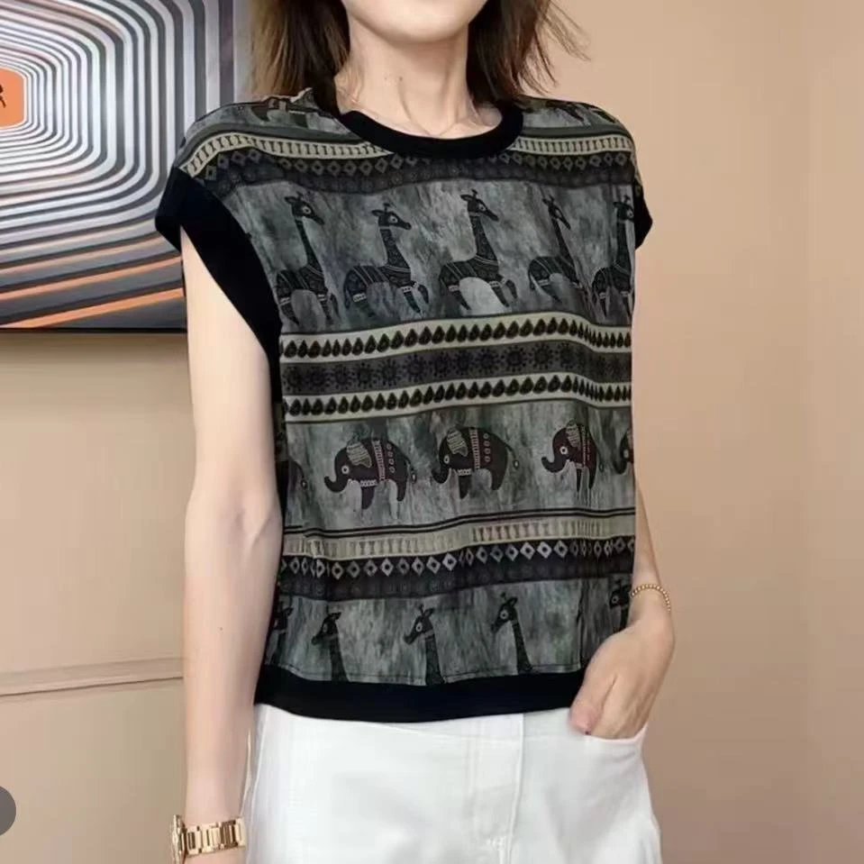 2025夏季薄款蕾丝无袖开叉设计小衫女士显瘦百搭上衣
