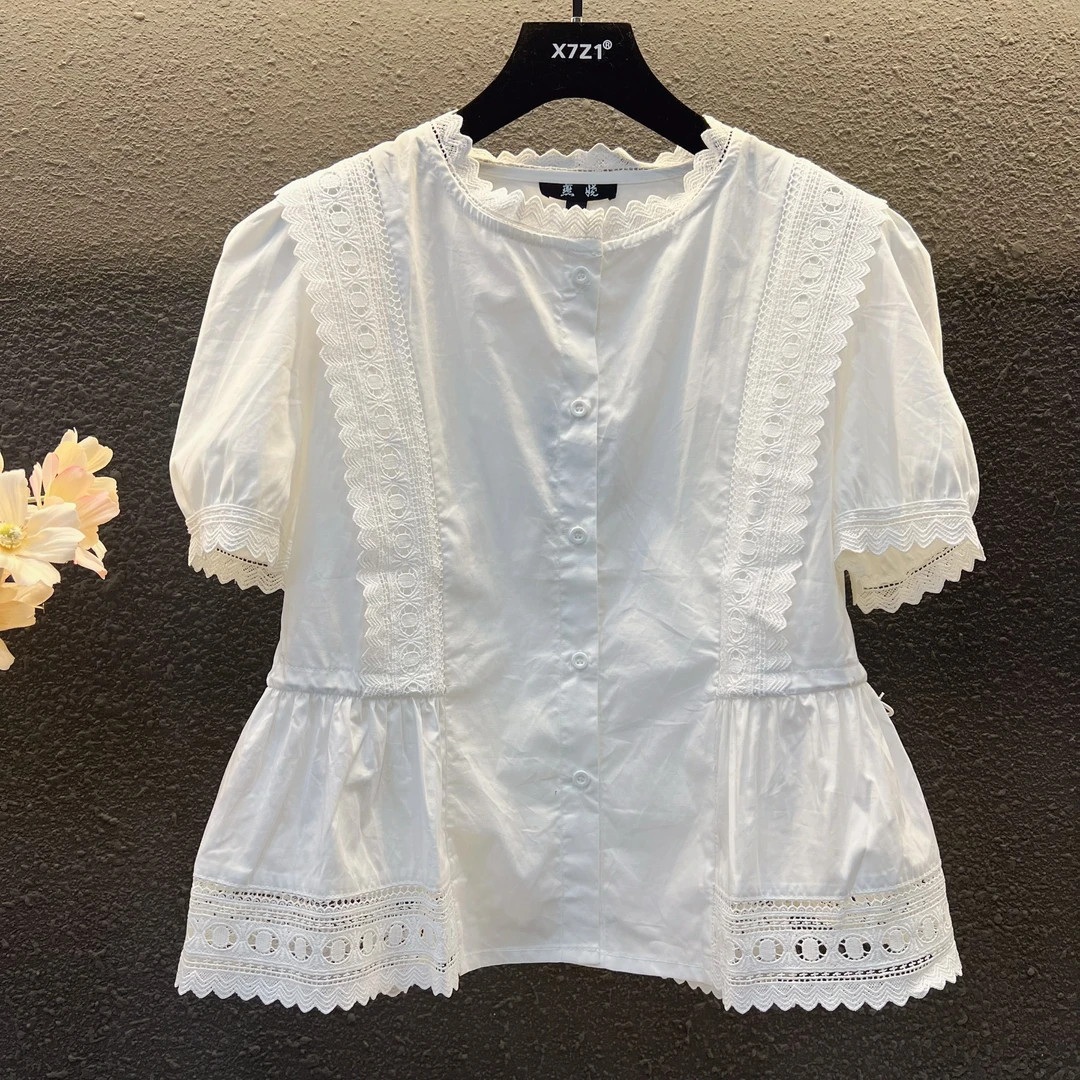 蕾丝气质白色时尚百搭女士夏季拼接