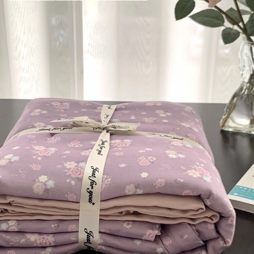 A类双层纱母婴级全棉印花床上用品亲肤舒适简约风格四件套