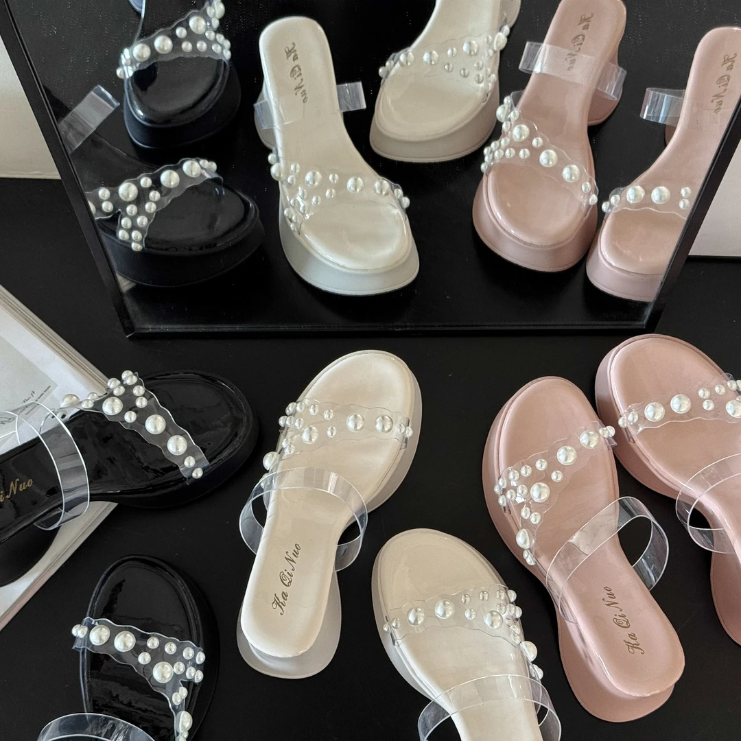 南在南方法式复古高级感拖鞋女夏外穿2025新款增高厚底网红凉拖鞋