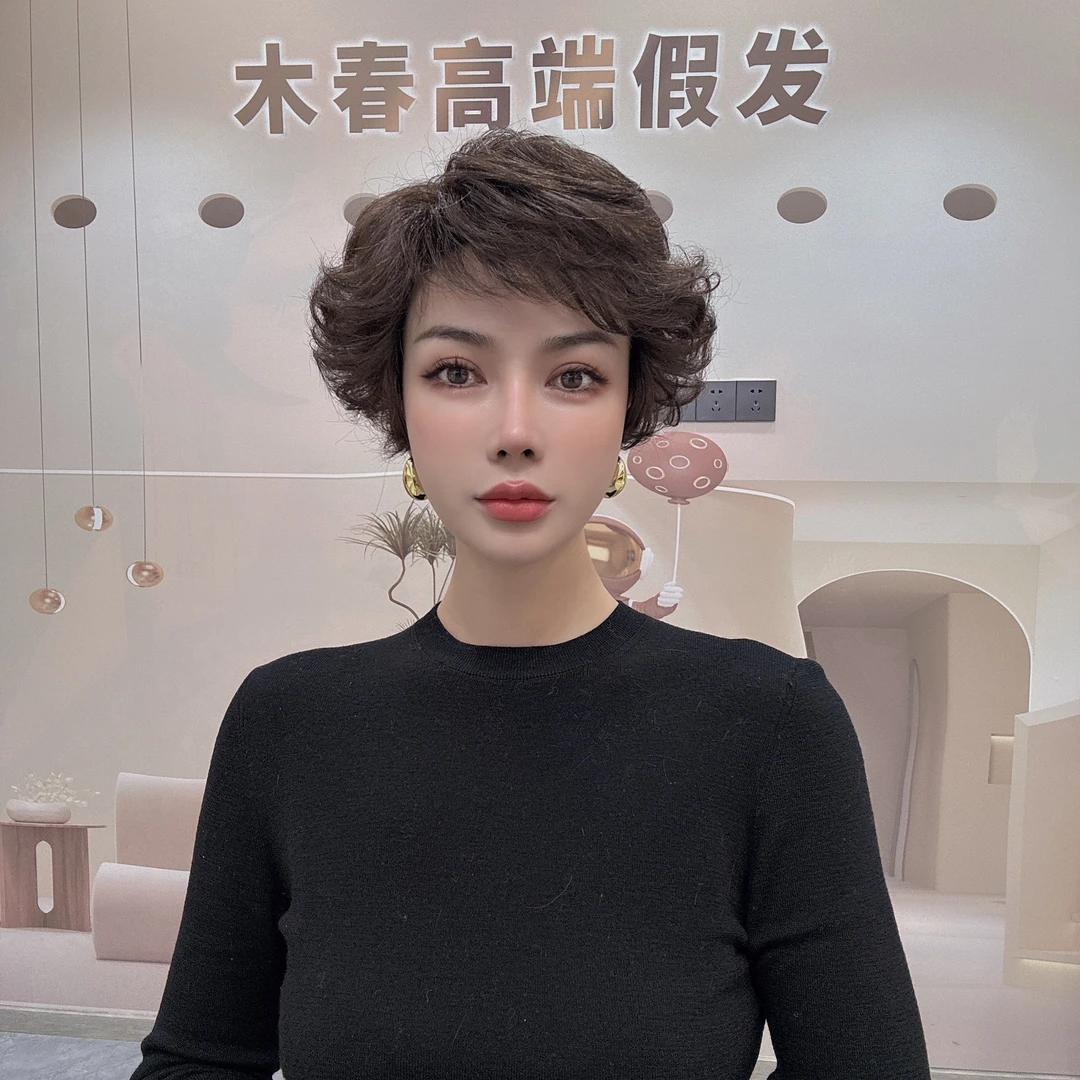 时尚外翘记忆发混发高温丝发手工钩织自然舒适轻薄透气假发纯手工