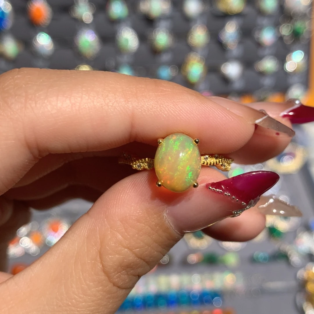 欧泊银S925镶嵌欧泊戒指y