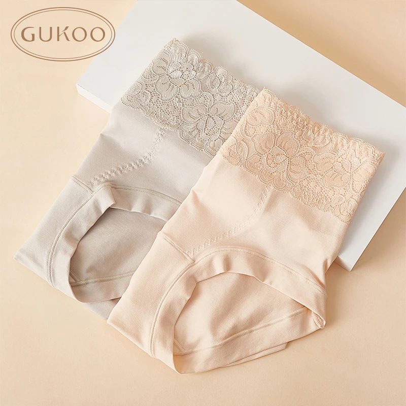 【Gukoo果壳】高腰收腹女三角内裤裤头舒适蕾丝三角裤