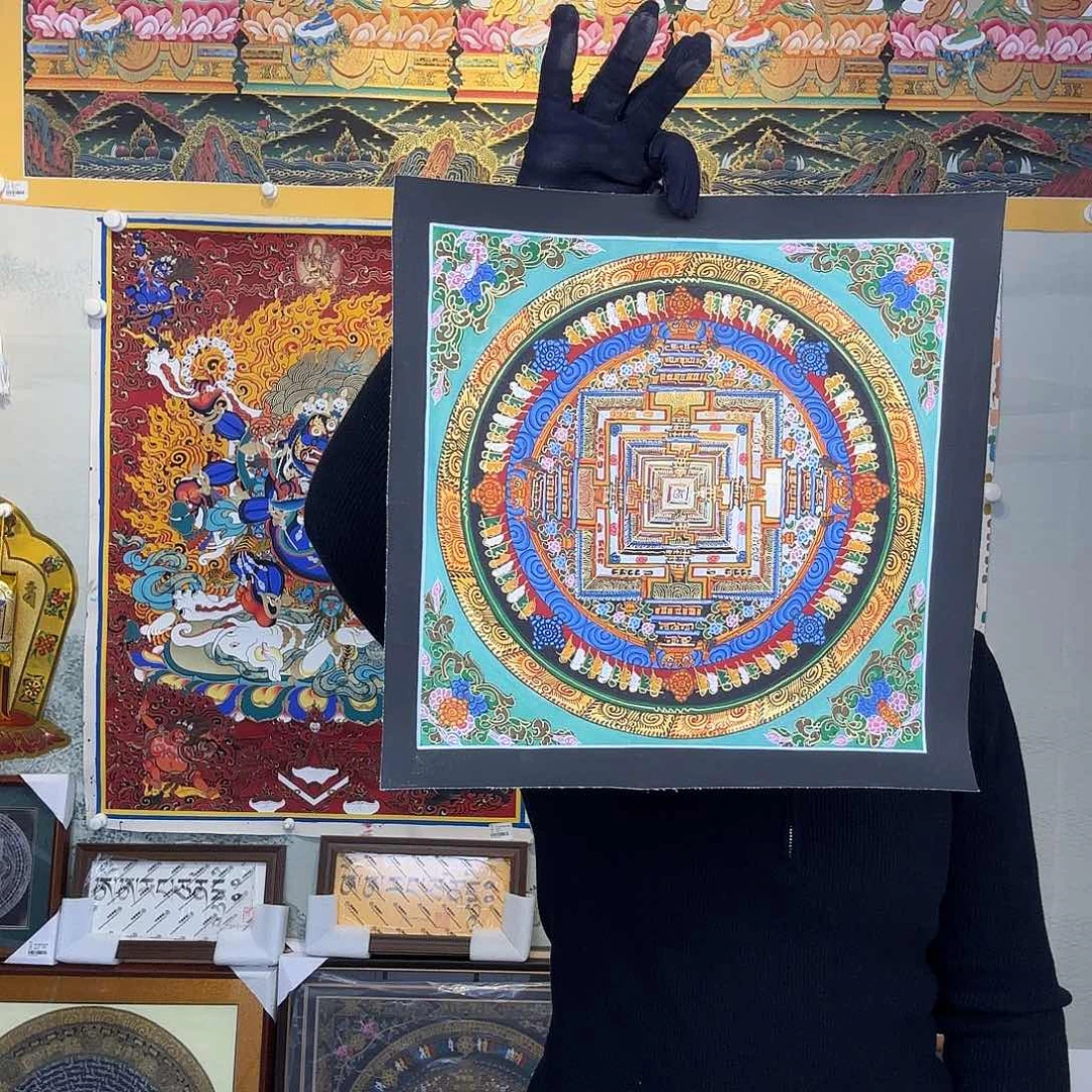 卷轴画纯手绘坛城唐卡27厘米左右