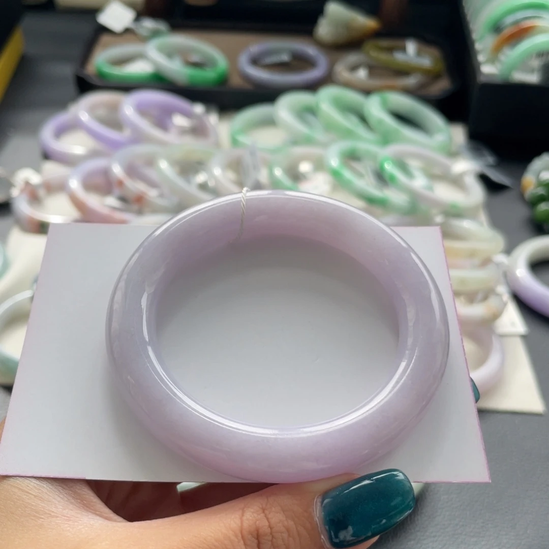 翡翠未镶嵌手镯47号55.5圆条