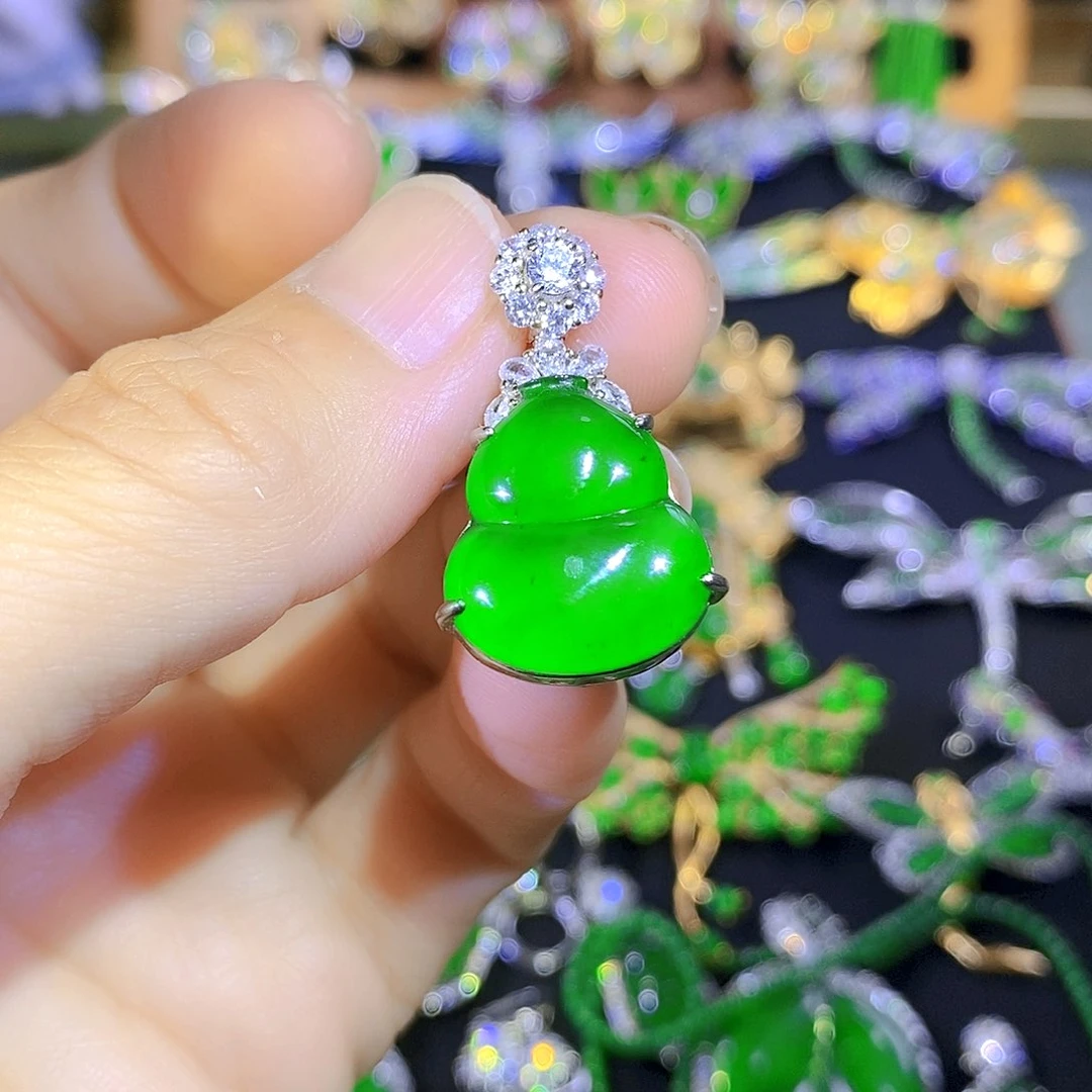 吊坠(不含链)银S925镶嵌翡翠