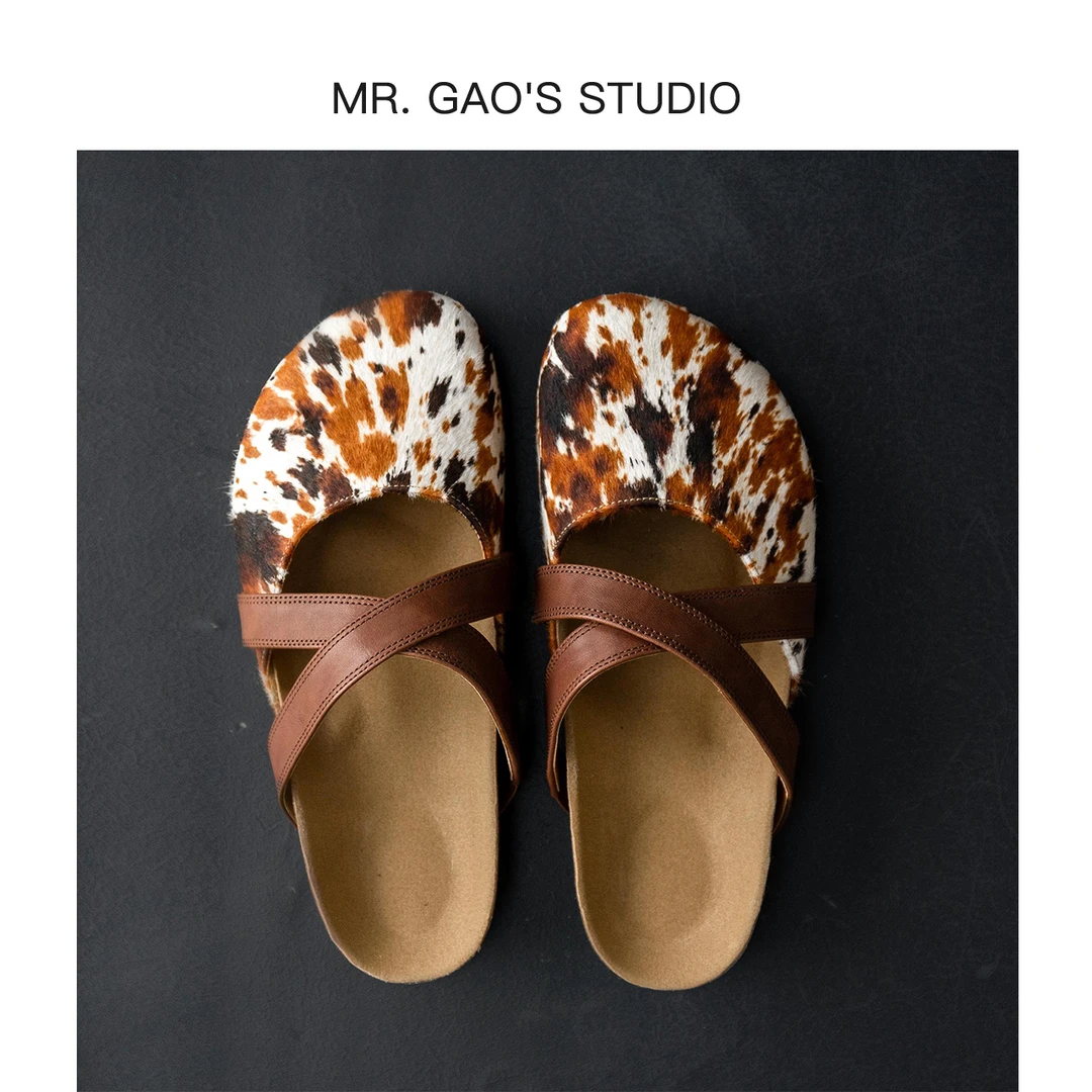 MR.GAO/高老板轻奢交叉带芭蕾舞真皮勃肯外穿拖鞋百搭夏季女鞋