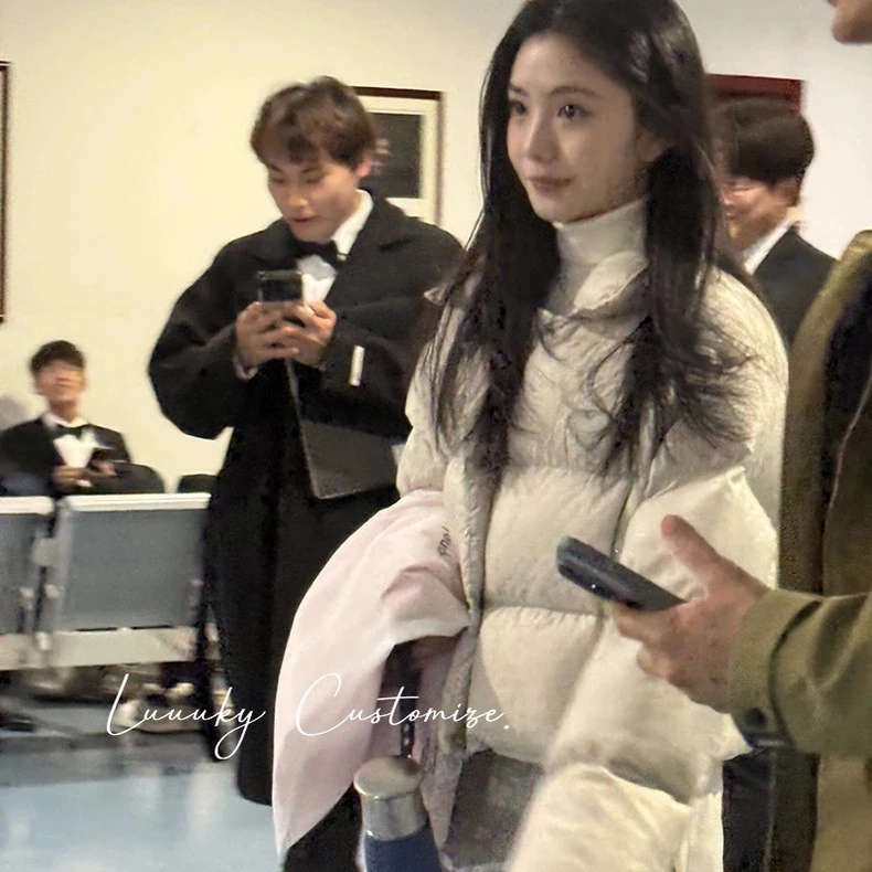 刘浩存同款白色立领短款棉服女冬季小个子韩系面包服加厚棉衣外套