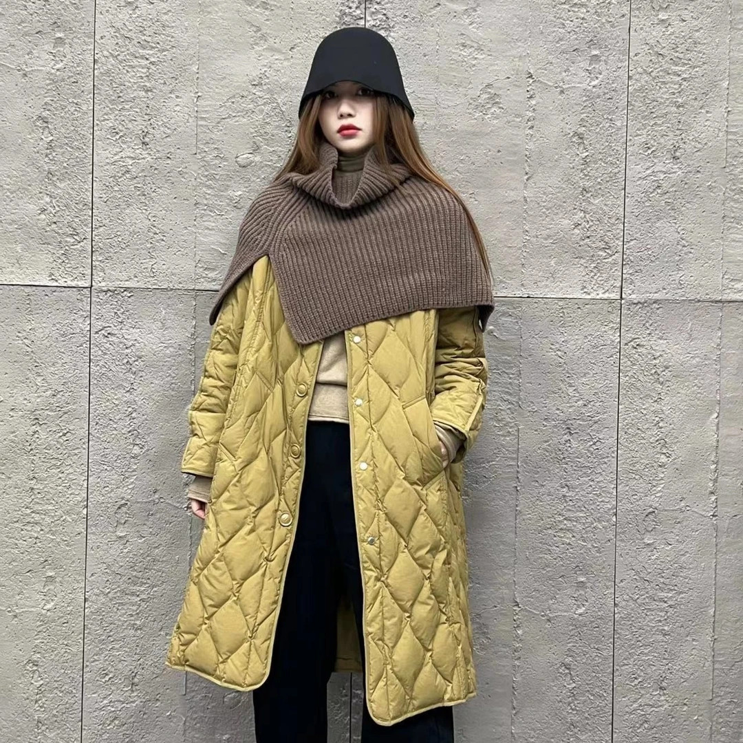 萍姐新款菱格中长款【惬意入冬】冬季新款时尚羽绒服82A11