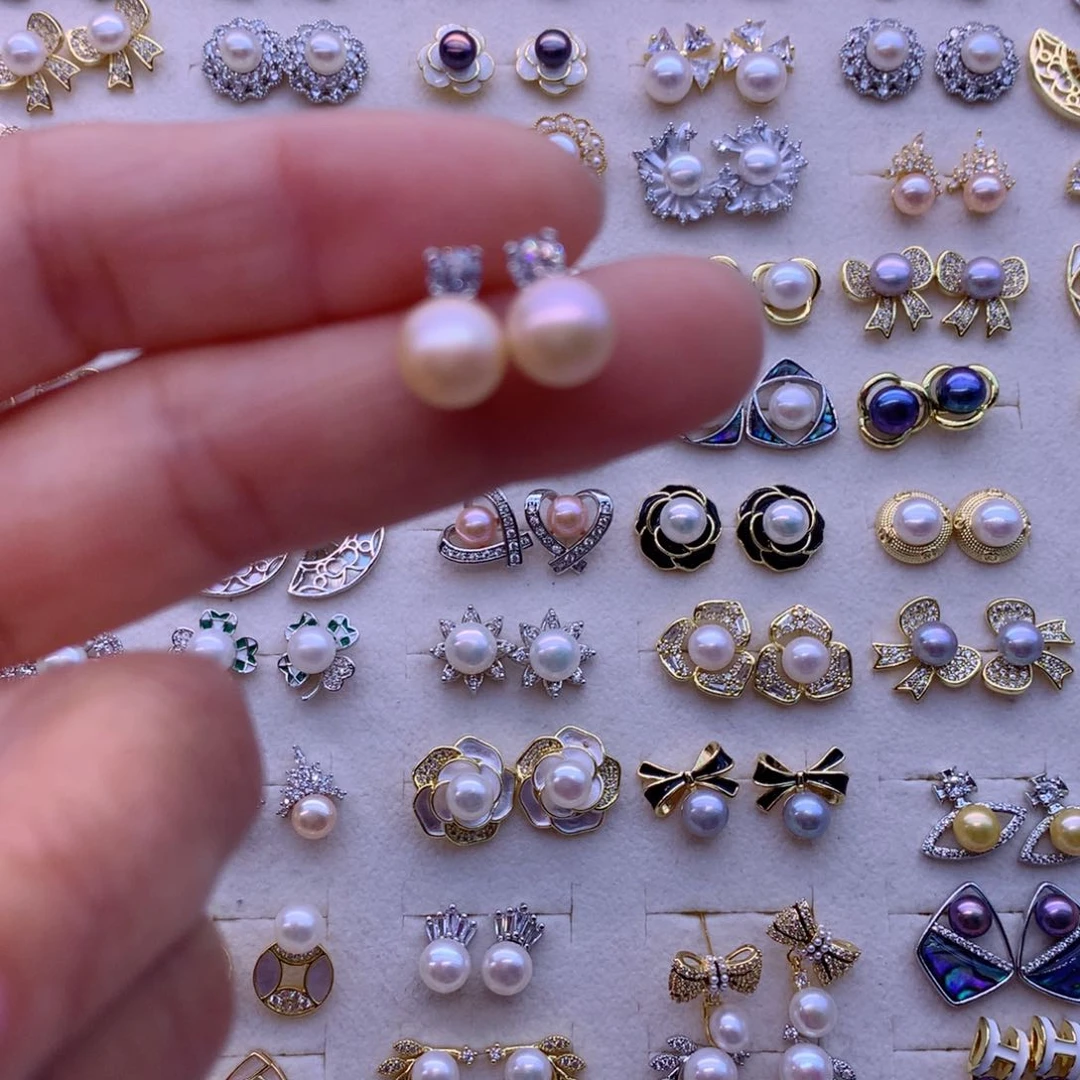 淡水珍珠耳饰合金