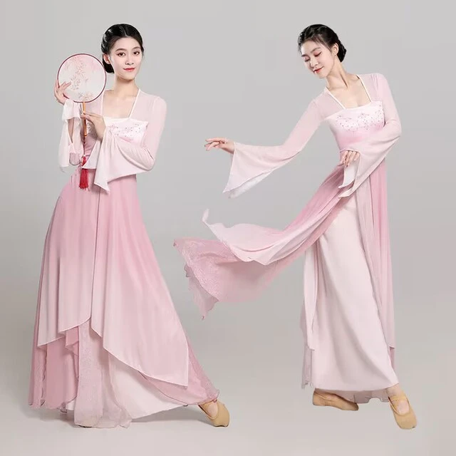 古典舞舞蹈服女飘逸身韵长款纱衣中国舞演出服古风齐胸汉唐舞蹈服