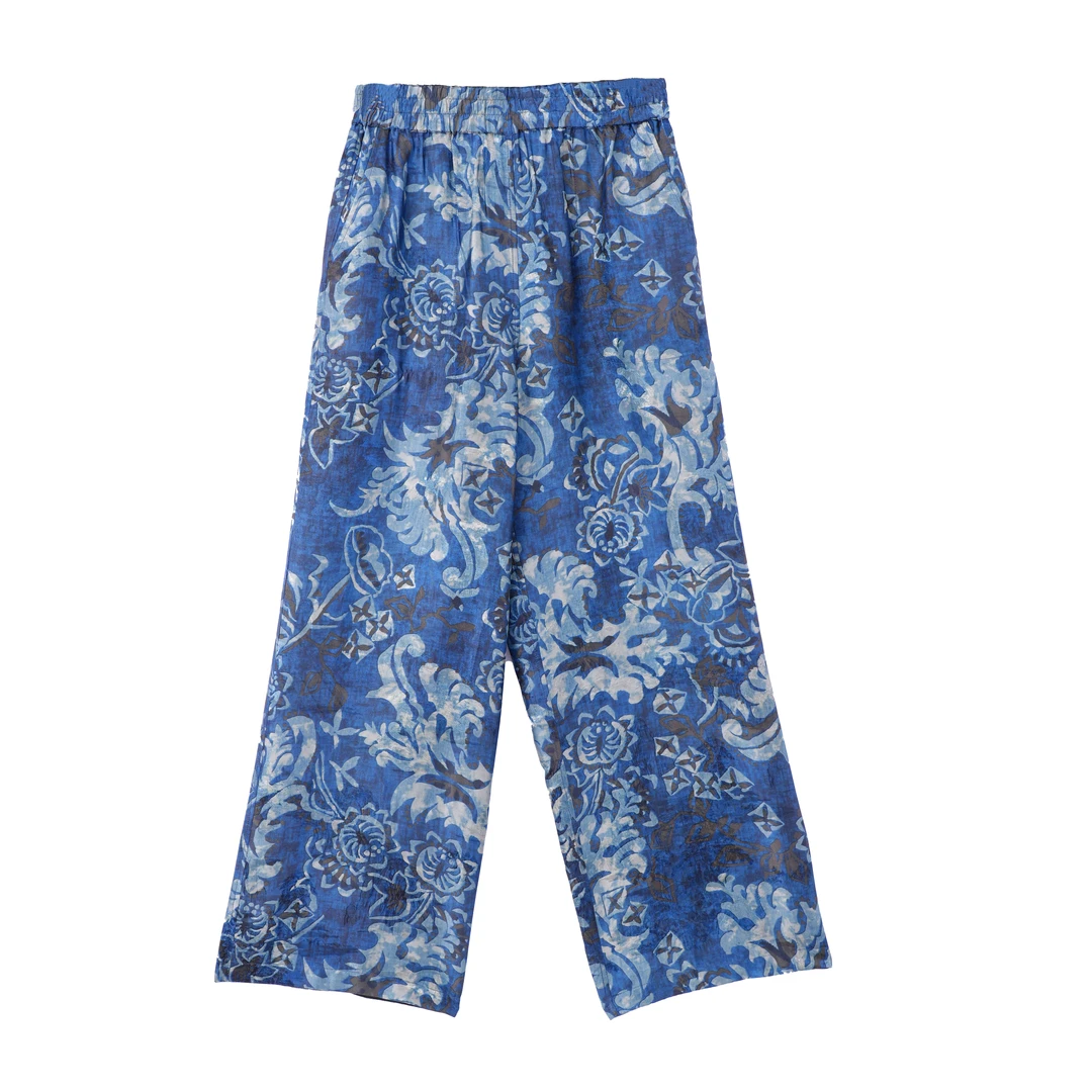 锦裳-YZQS258365新中式桑蚕丝裤子百搭宽松国风松紧腰休闲