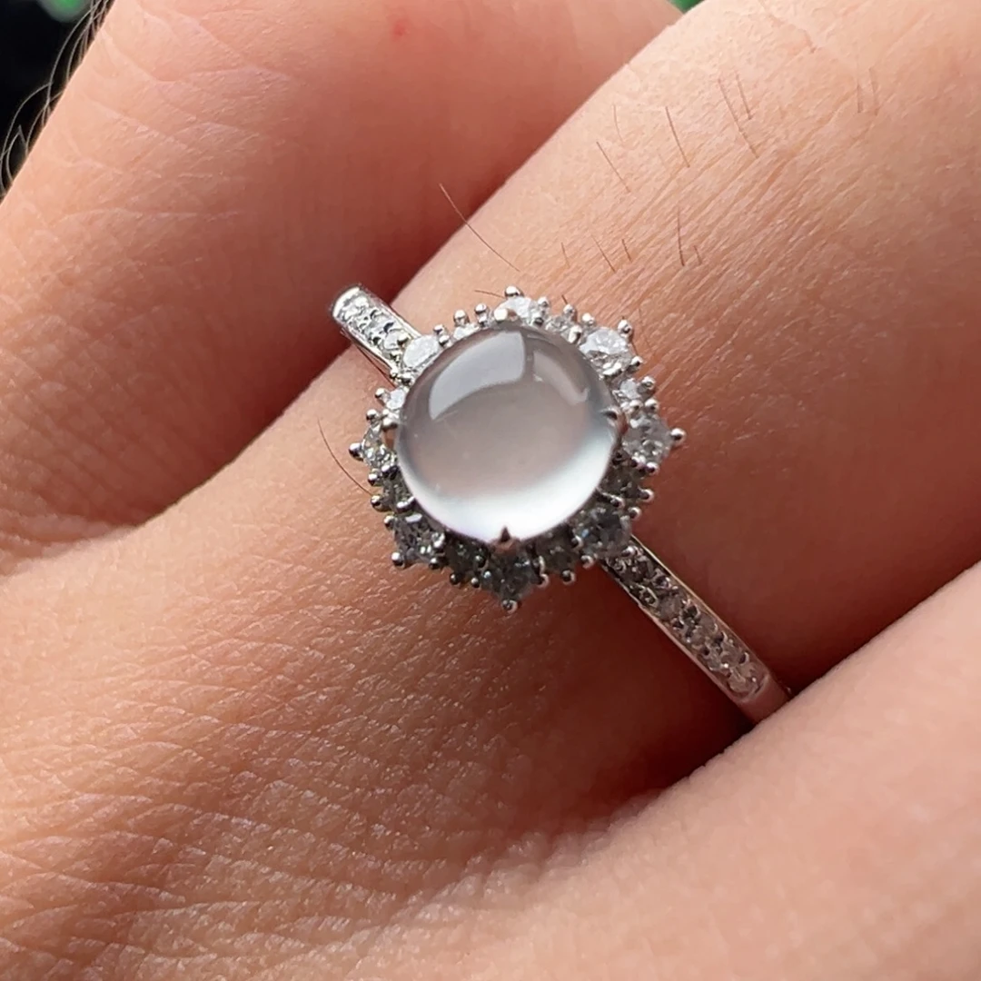 翡翠18K金镶嵌戒指蛋面5.1