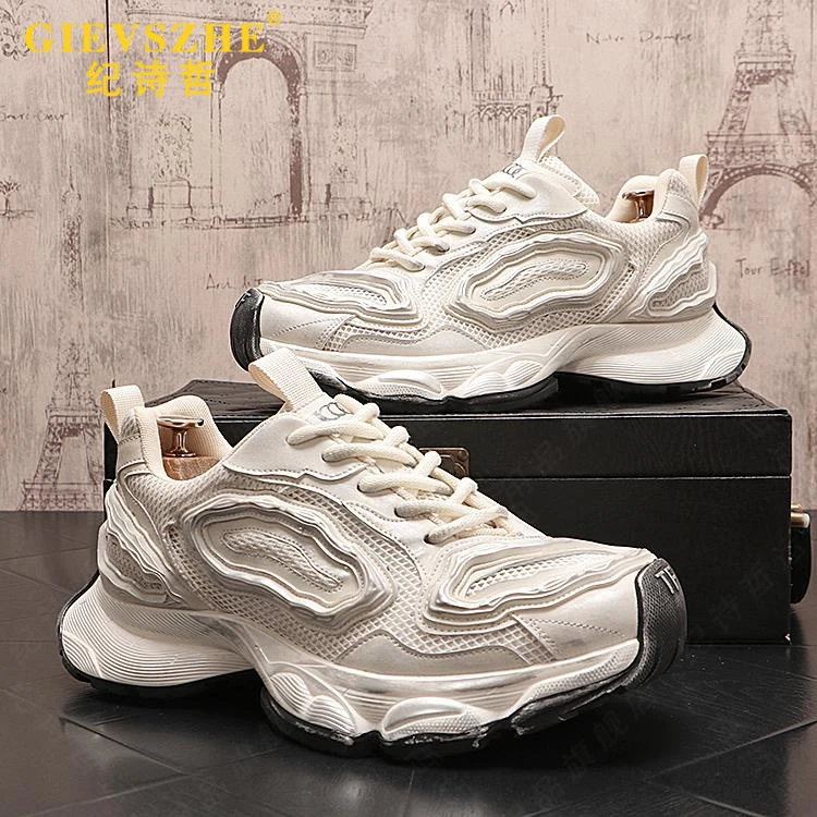 纪诗哲高端男士老爹鞋2025新款复古潮男休闲运动鞋百搭透气网纱鞋