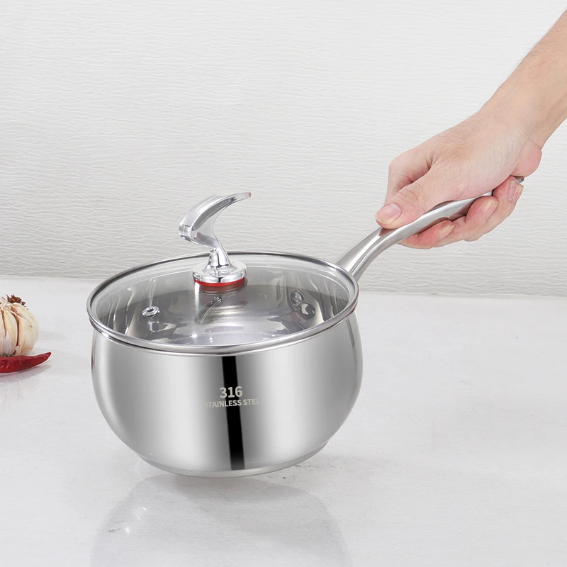 316不锈钢汤锅特厚马尾奶锅家用宝宝辅食锅热奶煮面煮汤锅