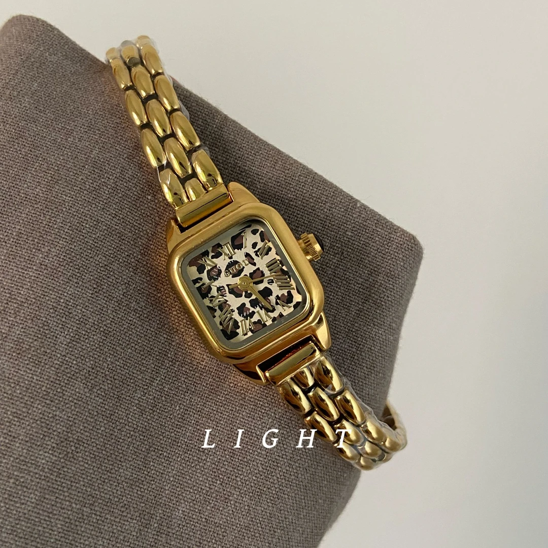 LIGHT 《迷你小豹纹》GUOU小金表手链小众设计感显贵轻奢精致女表