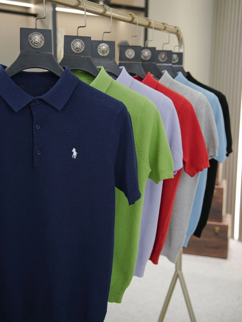 25年夏季高级感男装短袖纯棉男士针织短袖POLO衫刺绣T恤男半袖