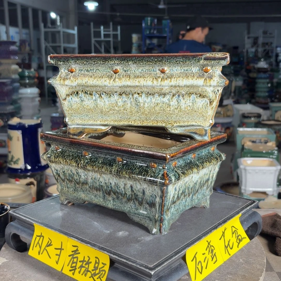 一风堂石湾花盆 内21*13*10瑕疵高温裂