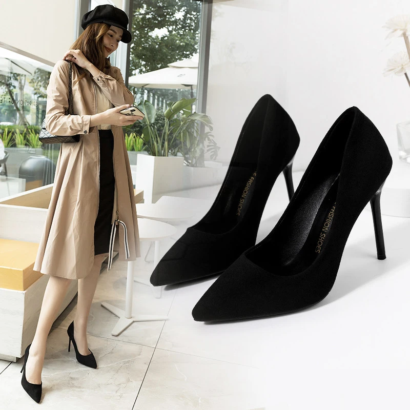 黑色高跟鞋女细跟5cm中跟2025年新款春秋百搭工作职业少女礼物仪