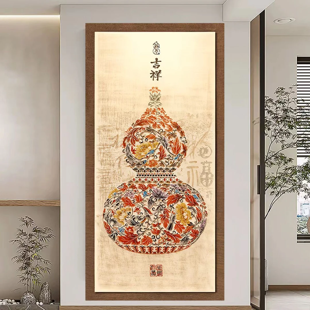 [喜宅家艺]J12百福葫芦晶瓷镶钻 高温烤瓷 立体实物现代装饰画