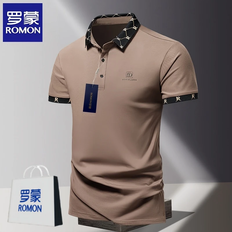 Romon/罗蒙Polo衫男士短袖t恤上衣夏季薄款休闲商务宽松青年体恤
