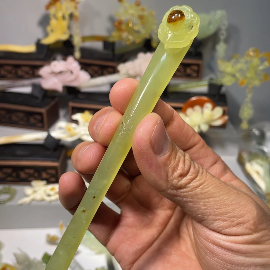 蛇纹石玉合金发饰