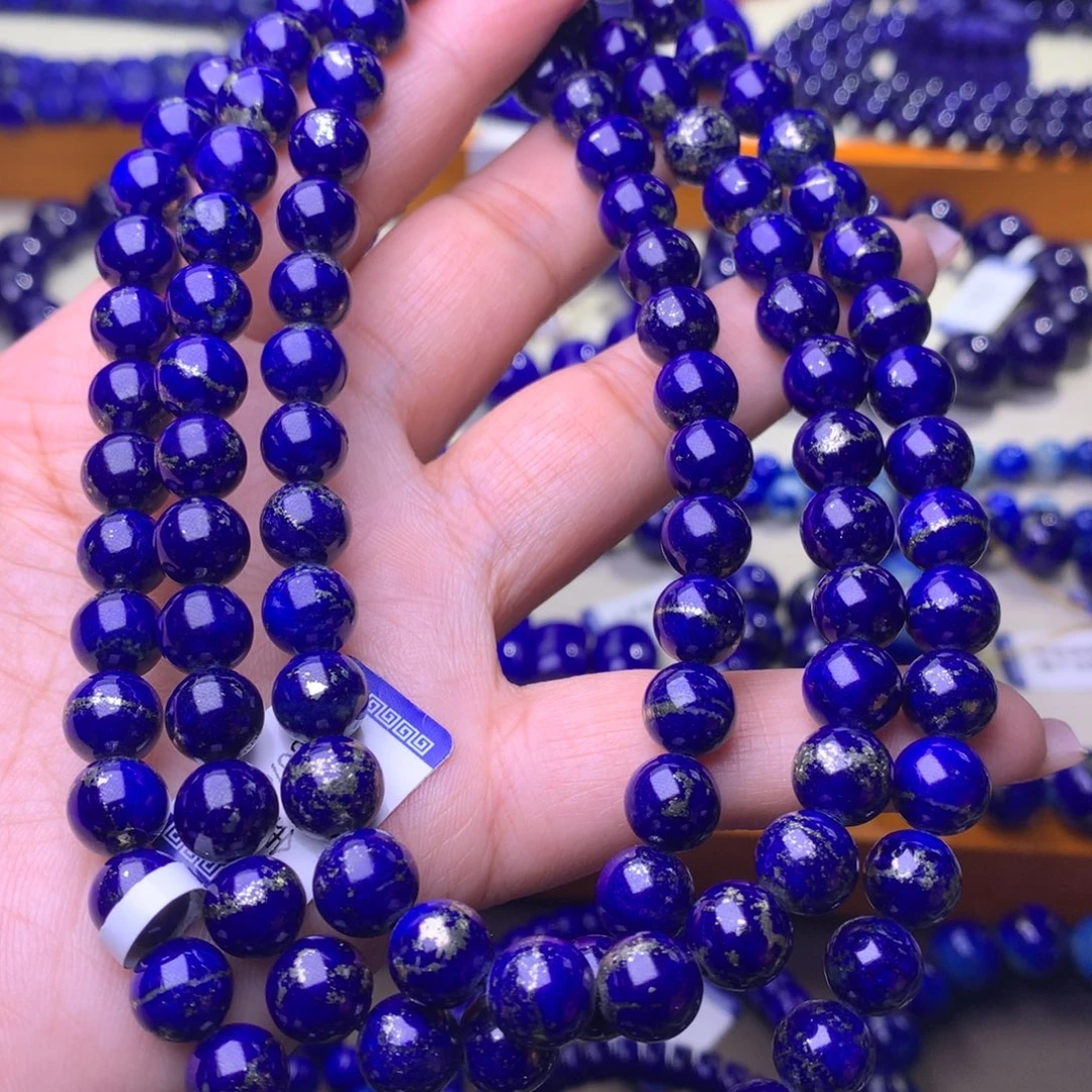 青金石未镶嵌手串8.6m爆金108