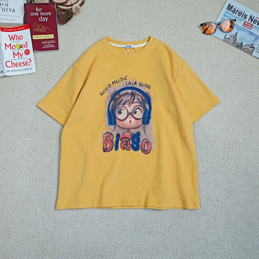 2024秋季新款宽松百搭时尚卡通印花短袖T恤8531
