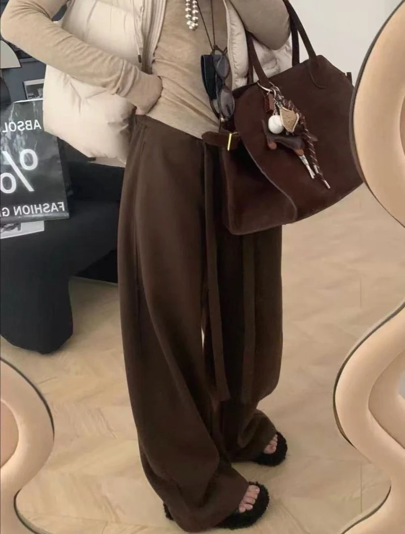 孕妇秋冬2025新款绑带设计感高腰显瘦宽松休闲时尚小个子孕妇长裤