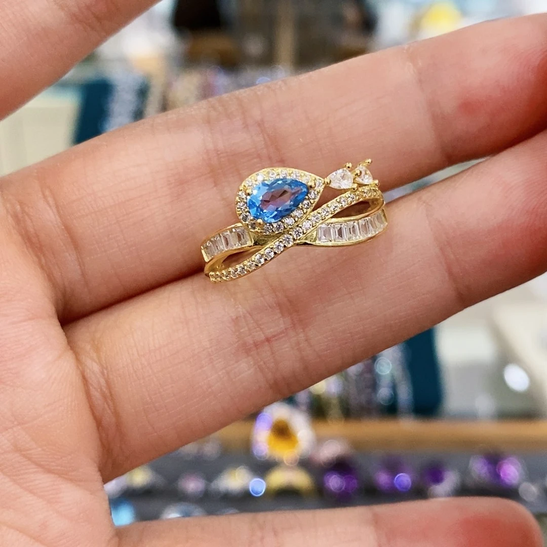 托帕石戒指银S925镶嵌