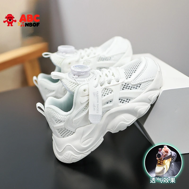 ABC NBOF儿童小白鞋白色运动鞋夏小学生男童中大童透气轻便女童鞋