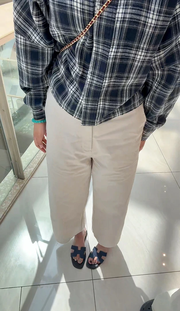 no退【金酉钱】黑标米色九分阔腿裤